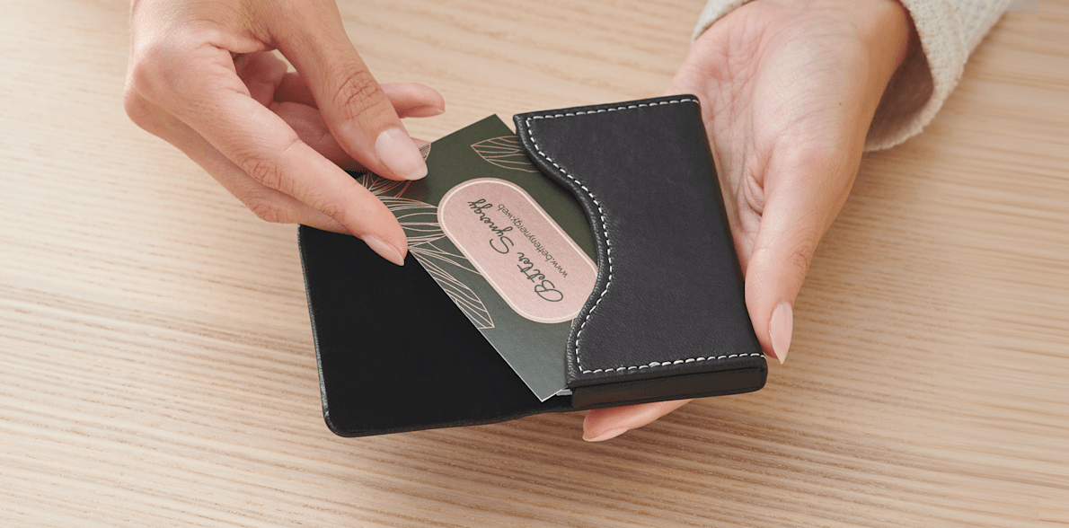 Black Leather Horizontal Business Card Holders 2
