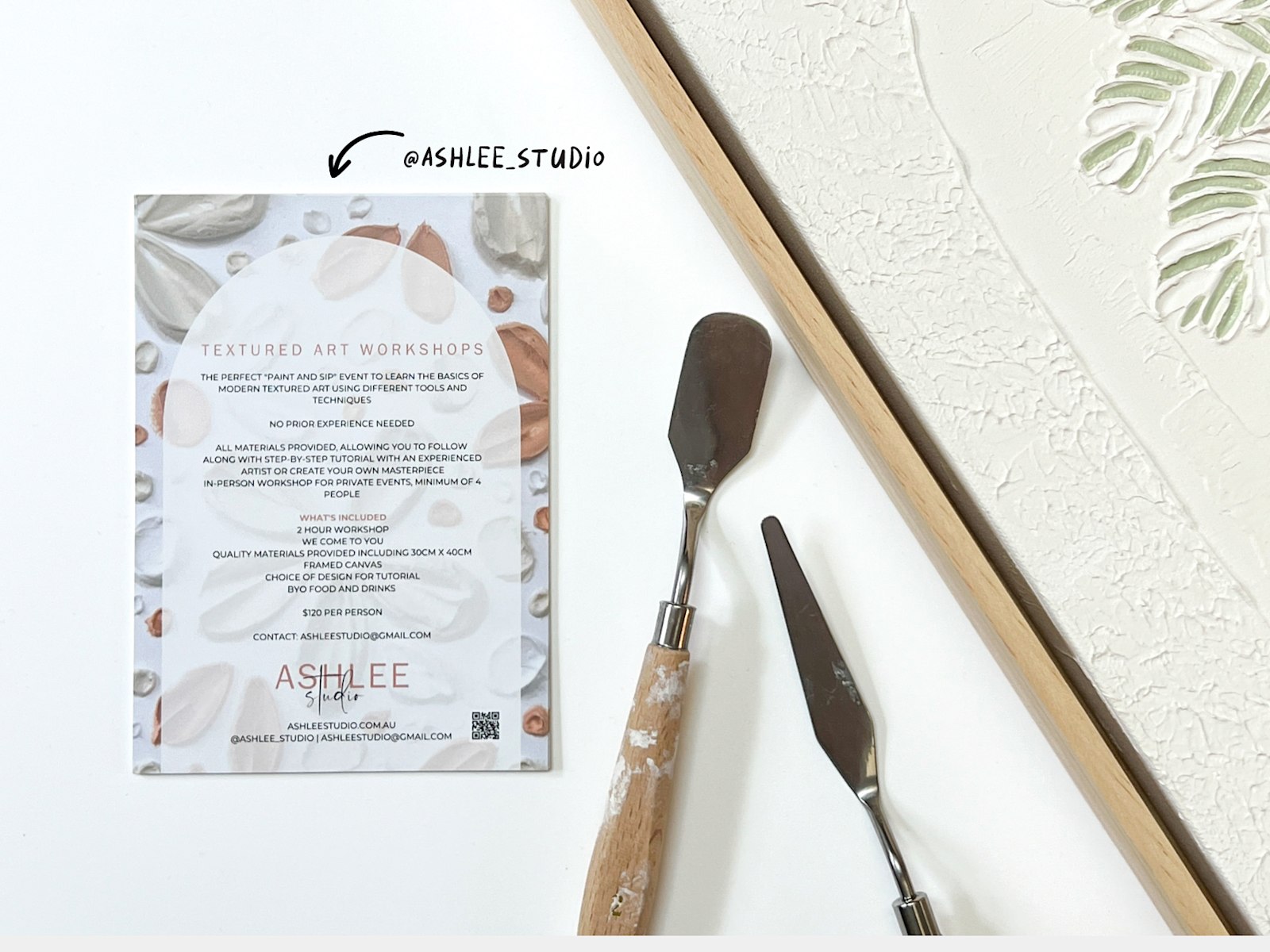 Larger version: A flat flyer promoting an art workshop.