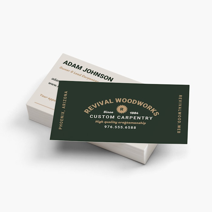 A stack of blue and white business cards for a poke restaurant.