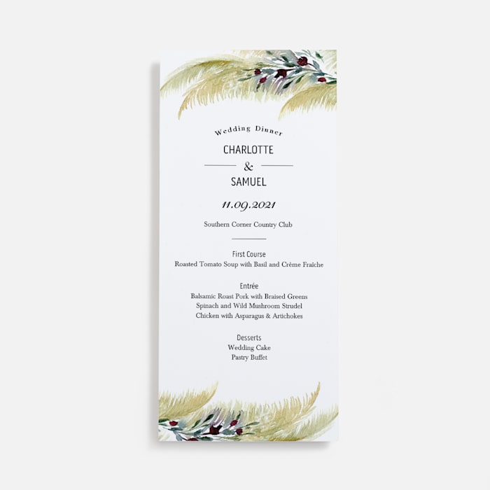 Menu Cards Personalised Wedding Invitations Matching Info Cards Place Cards 
