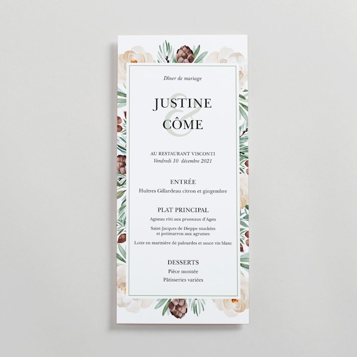 Impression De Menus De Mariage Menus De Mariage Personnalises Vistaprint