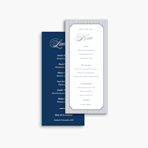 impression de menus de mariage