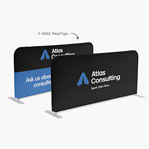 An event barrier with 1-sided printing, promoting an Italian restaurant.