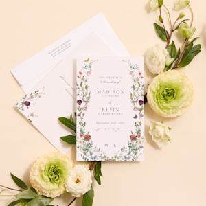 personalized wedding invitations with blue flower design