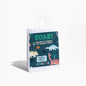 2 dinosaur-themed party bags from a kid’s birthday party.