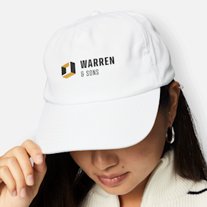 Printed white baseball cap