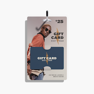 A slitted hanging gift card holder with a gift card to a clothing boutique.