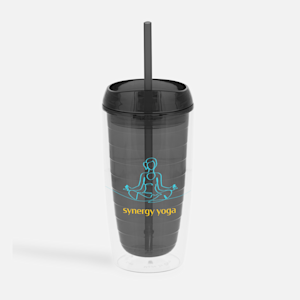 Tumbler with Straw Small Blue with White I LOVE YOU (16 oz. )