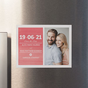 Beautiful Save the Date card, Heart magnets