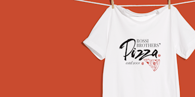 A T-shirt promoting a pizza restaurant.