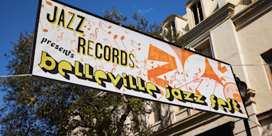 A customized Vinyl Banner advertising a jazz festival.