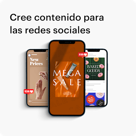 REDES SOCIALES Cree contenido para las redes sociales Pantallas de teléfonos mostrando publicaciones de redes sociales.