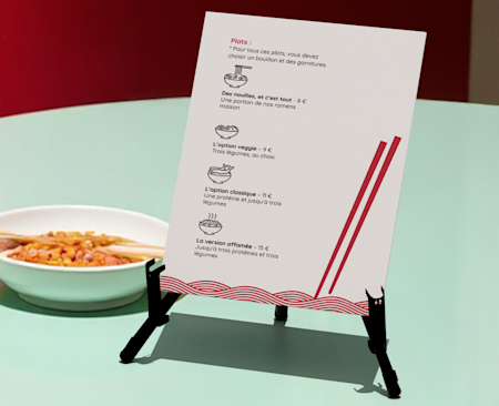 Pancartes avec menu
