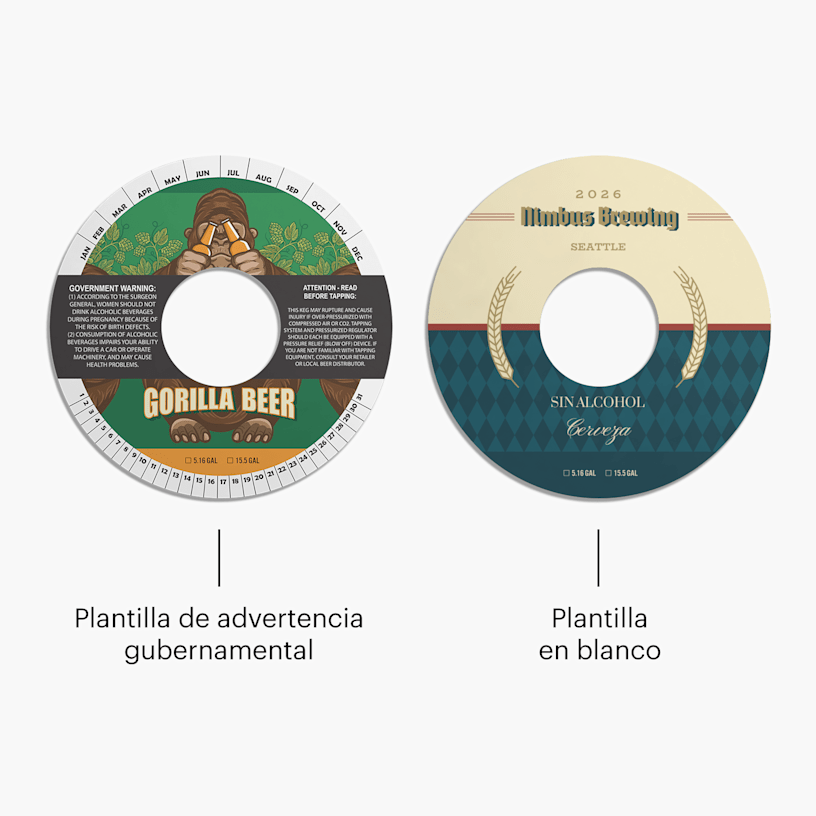 Una advertencia del gobierno y una plantilla de collarín de barril en blanco, una al lado de la otra.