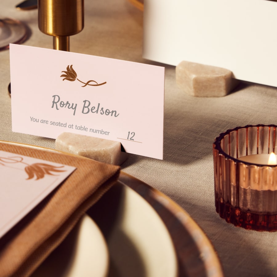 wedding place cards with flower design