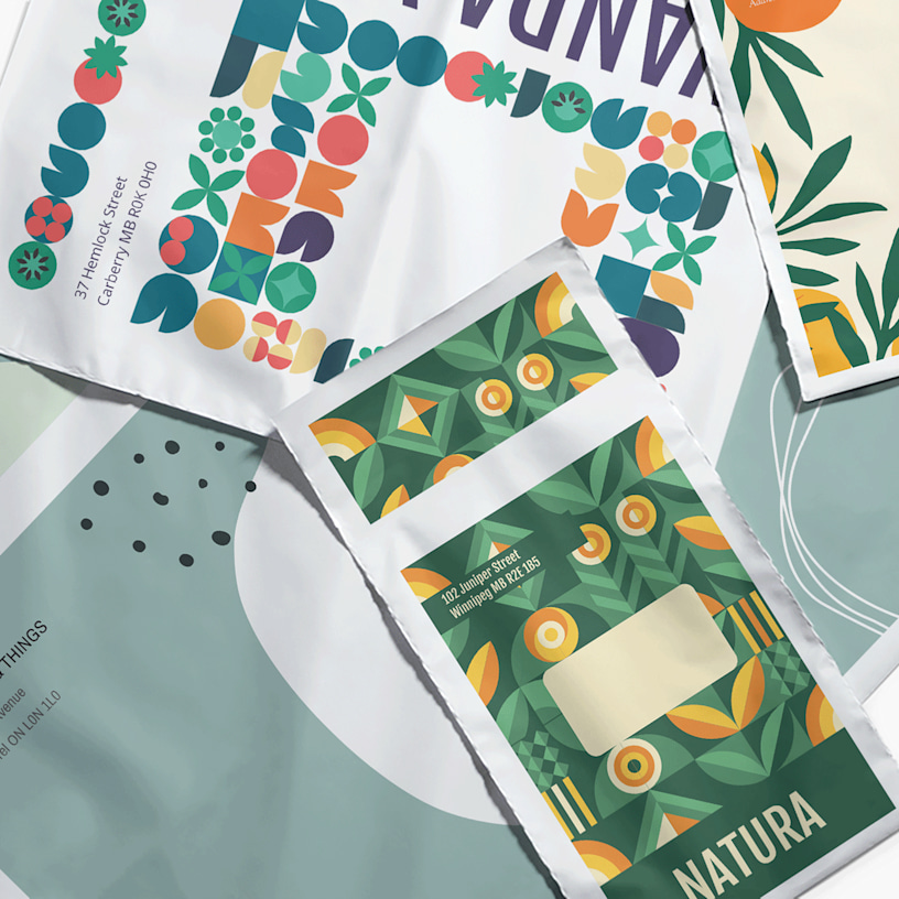 A Poly Mailer promoting a natural products business, that shows printing on the front and back.