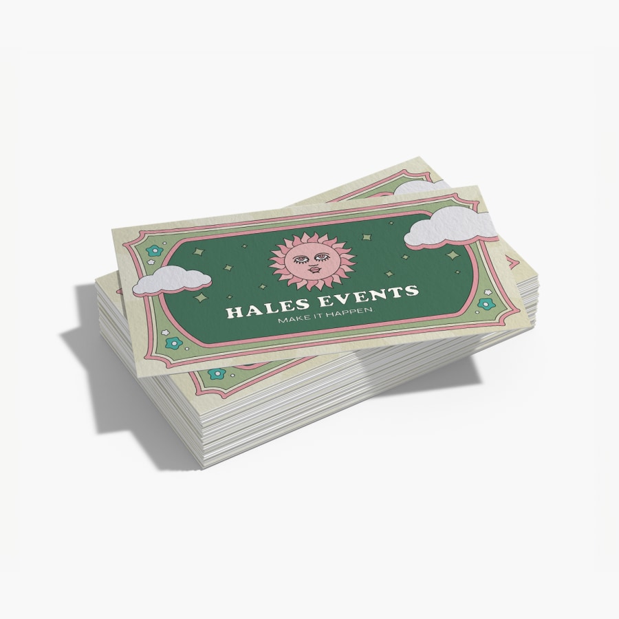 Cotton business cards for an event planning business