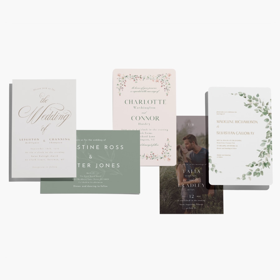 Custom wedding invitations in a variety of designs and themes. 