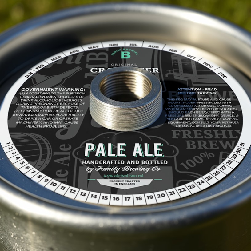 An up close keg collar on a keg.