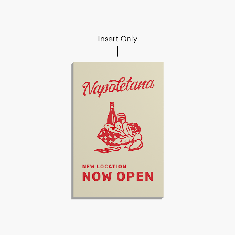 A white Signicade® sign showcasing the front and back side. 