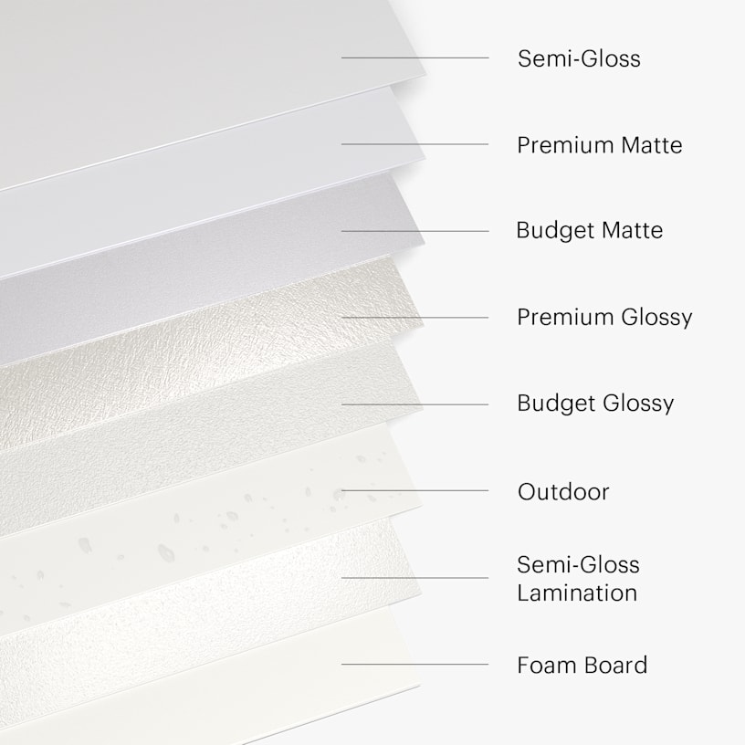 All of our poster paper stocks for comparative purposes. 