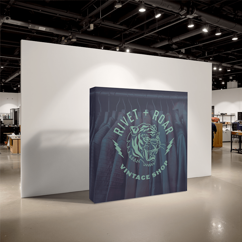 A pop-up display promoting a vintage shop.