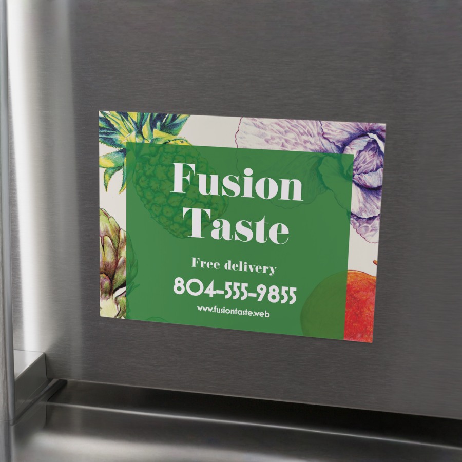 green magnetic postcard for restaurant