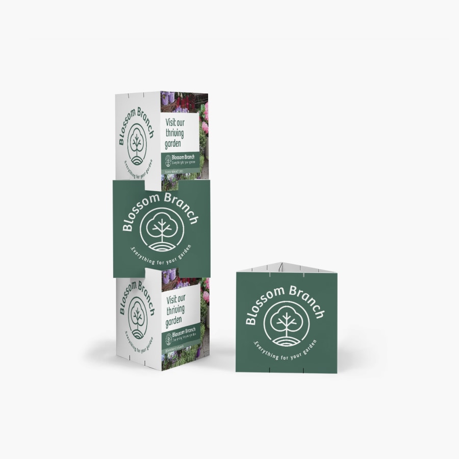 Green triangular POS display 