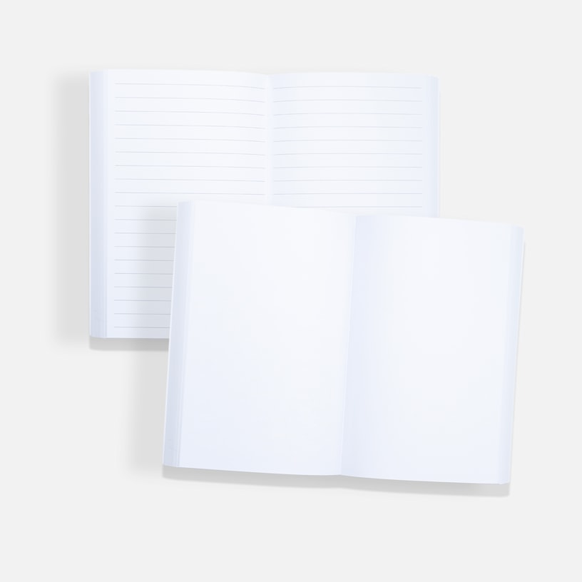 A perfect bound notebook promoting a school, personalised for a student named Oliver. 