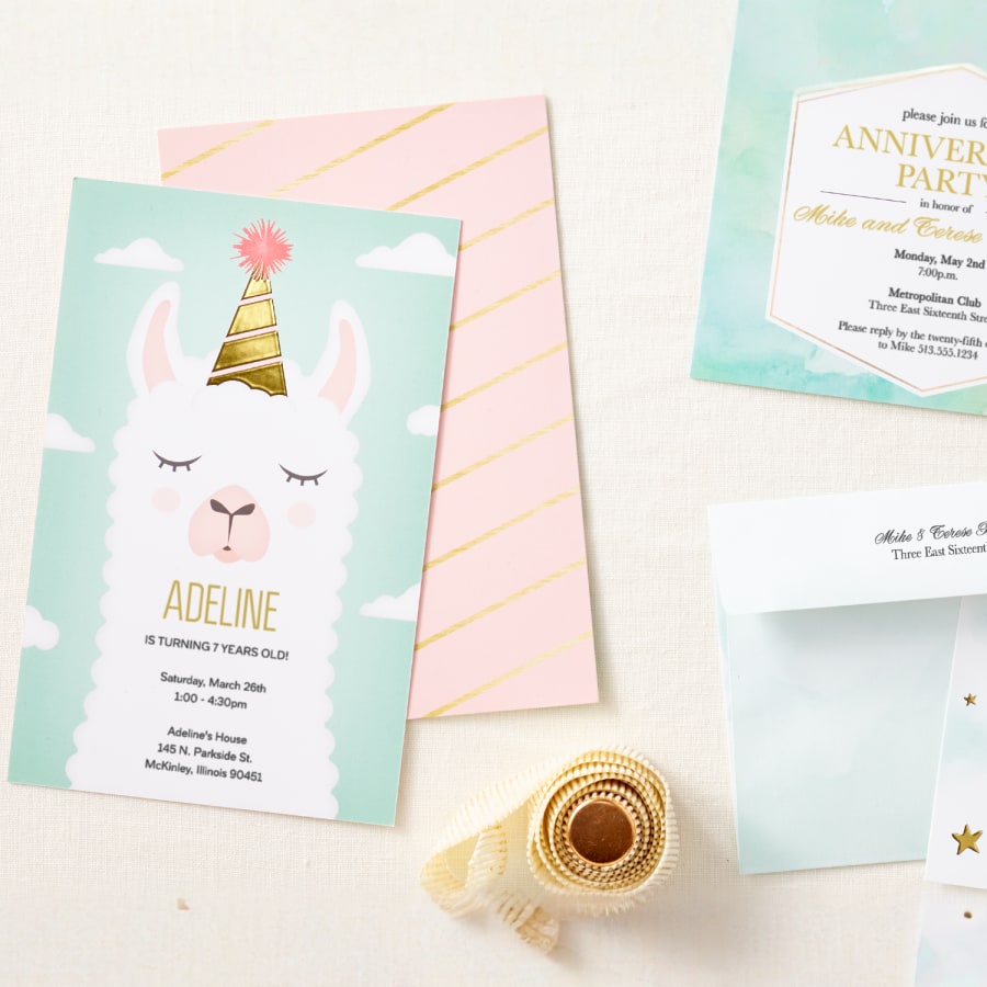 llama kids birthday party invite