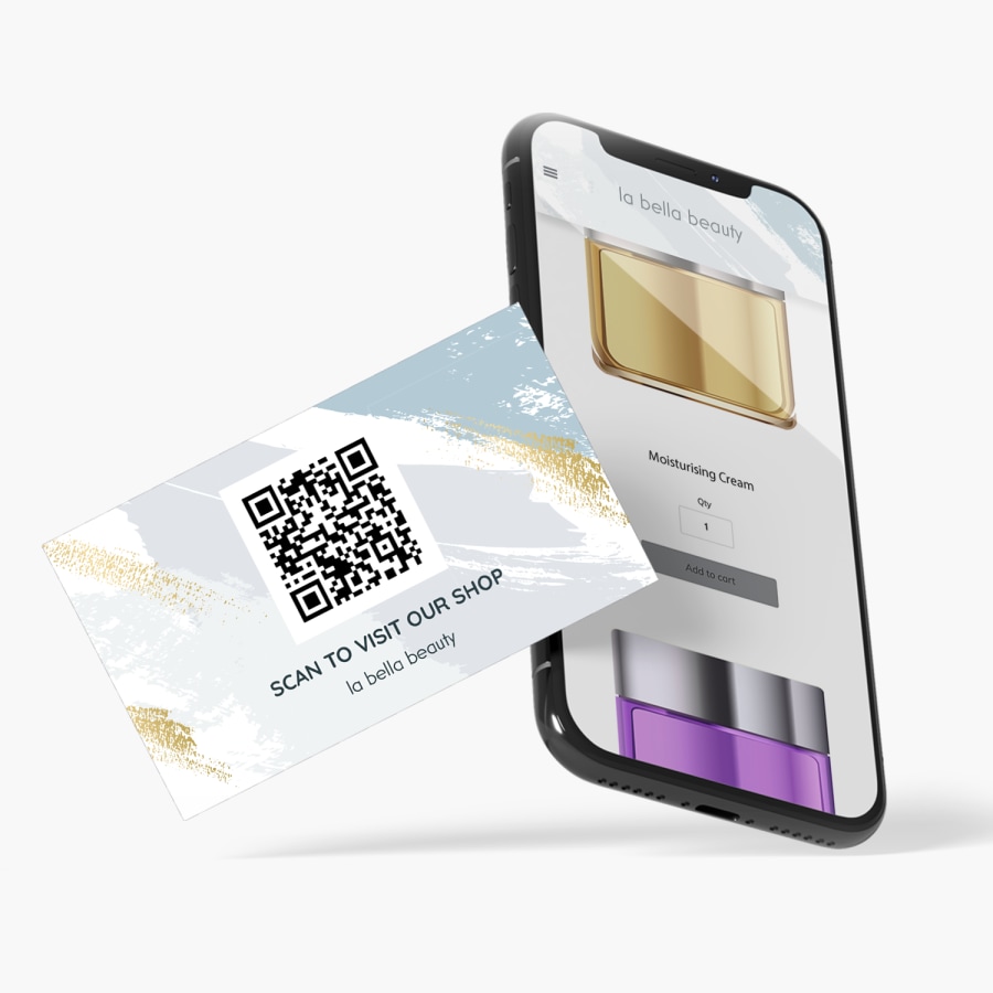 scannable QR code business card for online beauty shop