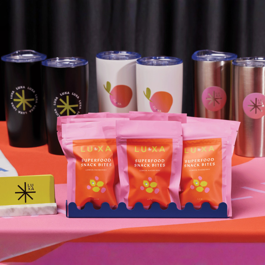 Flat pouches for healthy, lemon raspberry snack bites.