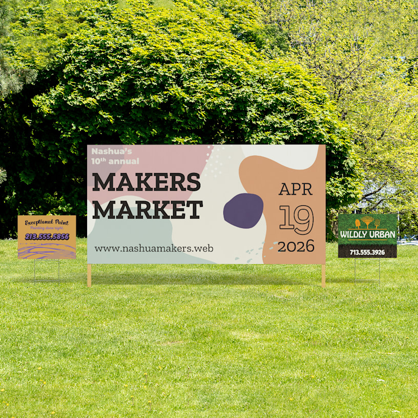 One of our largest sized yard signs featured outdoors. 