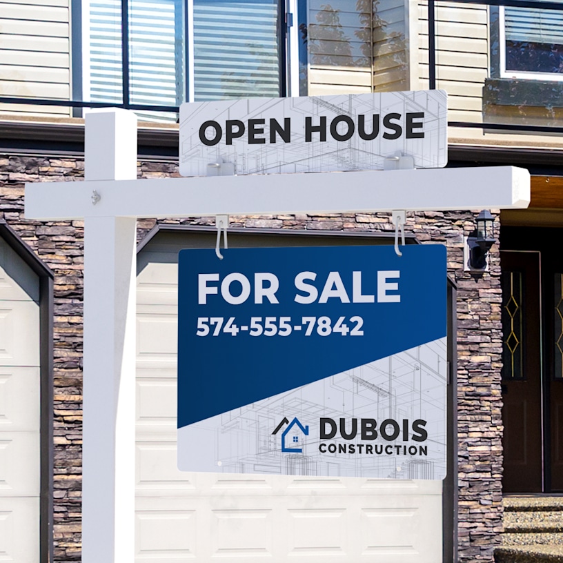 A close up of an open house top rider on a white colonial post in front of a home.