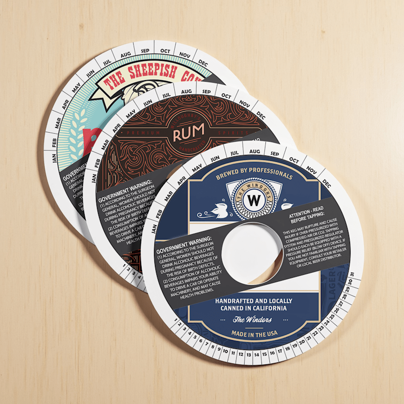 3 keg collars placed close to each other.