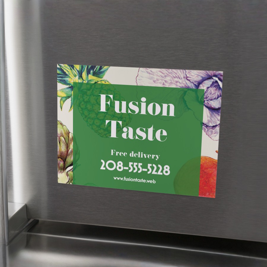 green magnetic postcard for restaurant