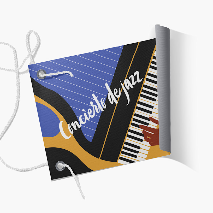 Una lona opaca que promociona un concierto de jazz.