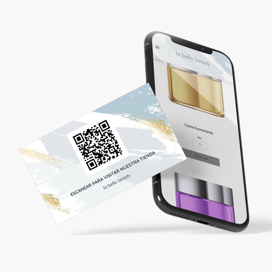 scannable QR code business card for online beauty shop