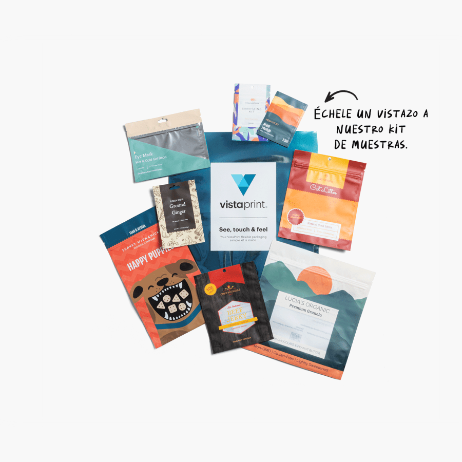 Bolsas planas de diferentes tamaños de nuestro kit de muestras de bolsas planas.