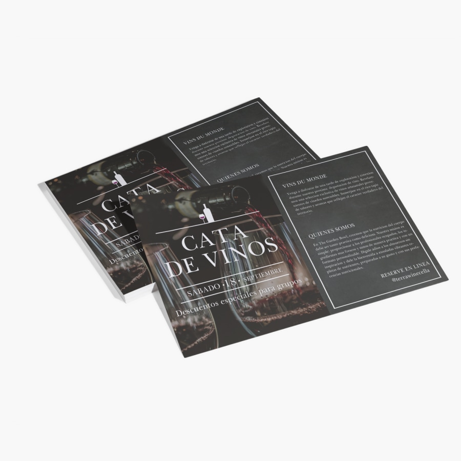 Flyers horizontales promocionando un evento de degustación de vinos