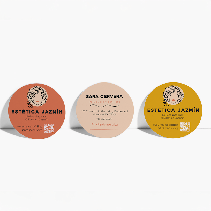 Three circle business cards for a salon.