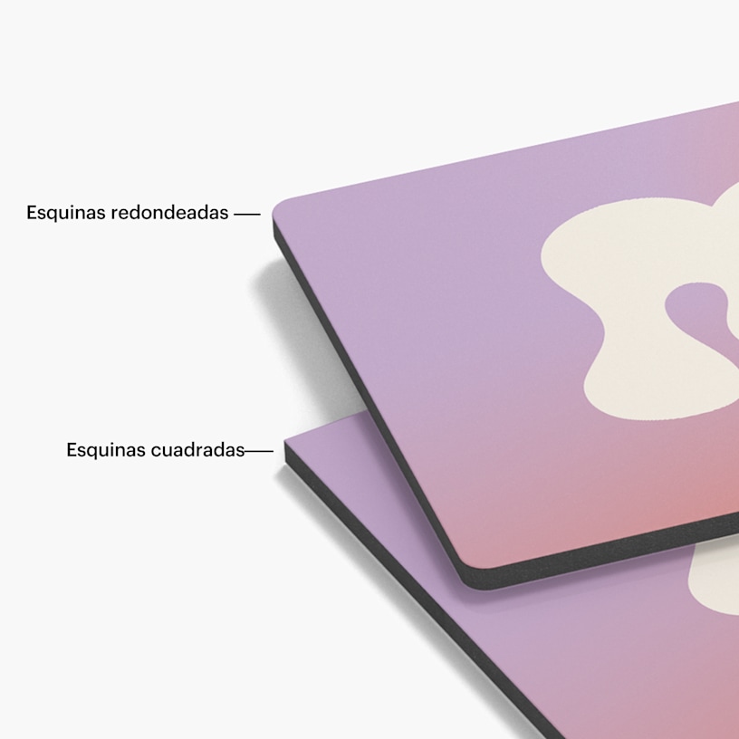 2 carteles de aluminio: 1 con esquinas redondeadas y el otro con esquinas cuadradas.