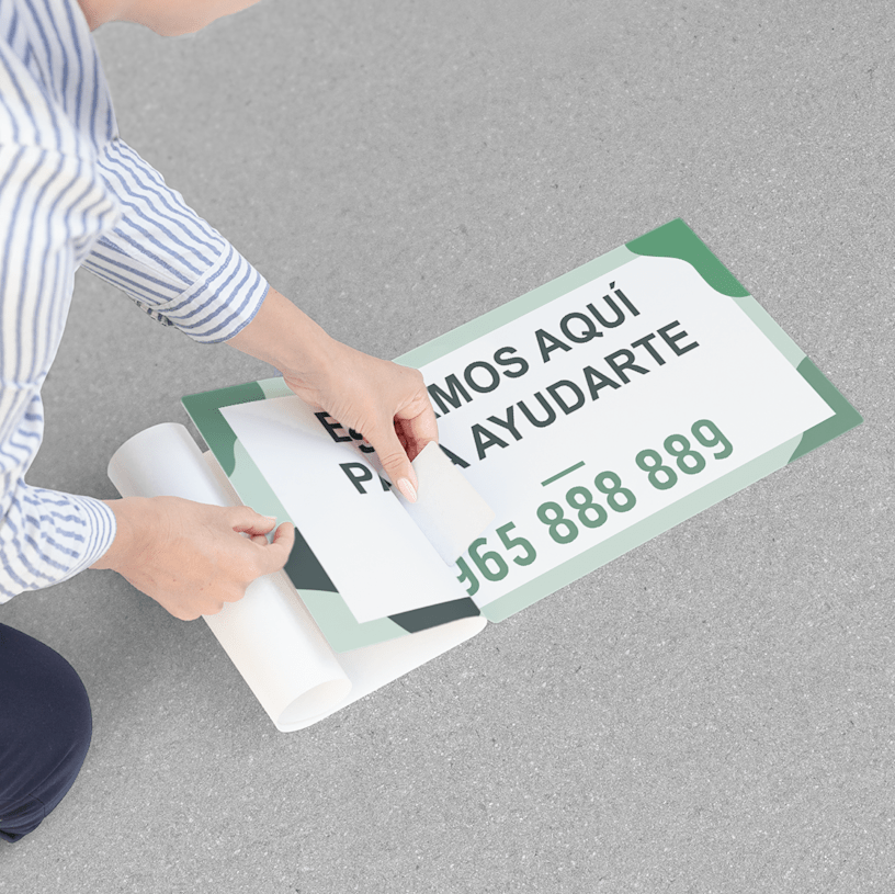 etiquetas adhesivas para piso