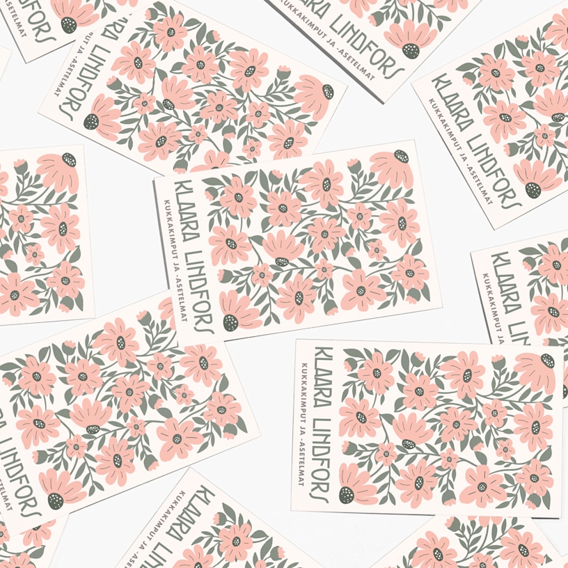 Useita soft touch -käyntikortteja henkilölle nimeltä Claire Dubois.