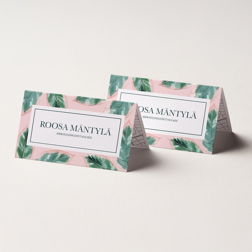 Taitettu käyntikortti henkilölle nimeltä Rosa Lopez.