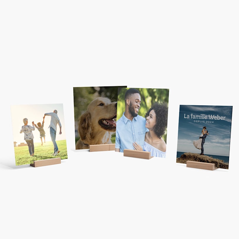 Plusieurs plaques photo carrées, chacune représentant une image différente. 