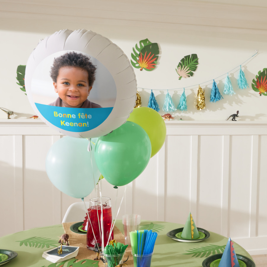 Un ballon photo personnalisé pour la fête d’anniversaire d’un enfant. 