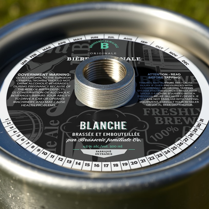 Gros plan sur une collerette de fût placée sur un fût.