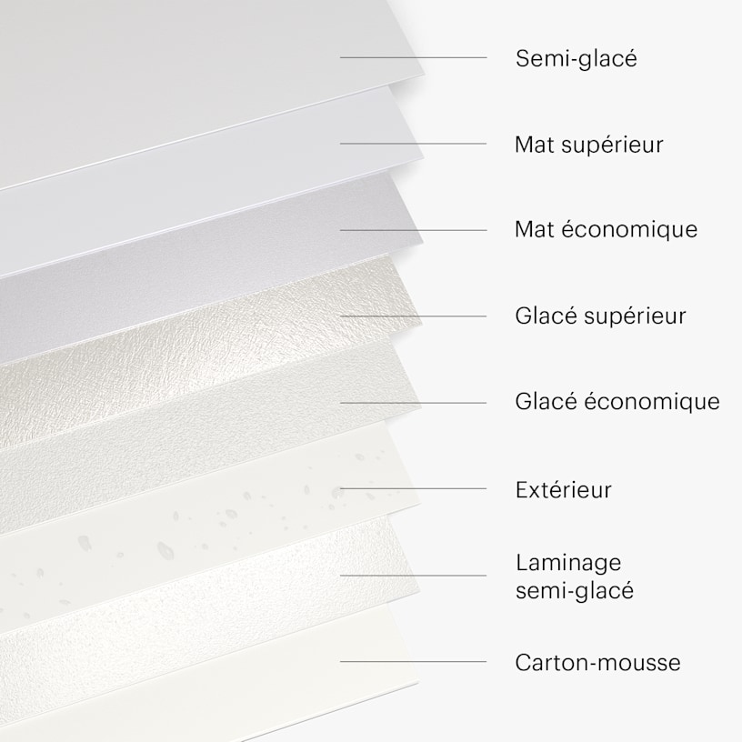 Tous nos papiers d’affiches pour comparaison. 