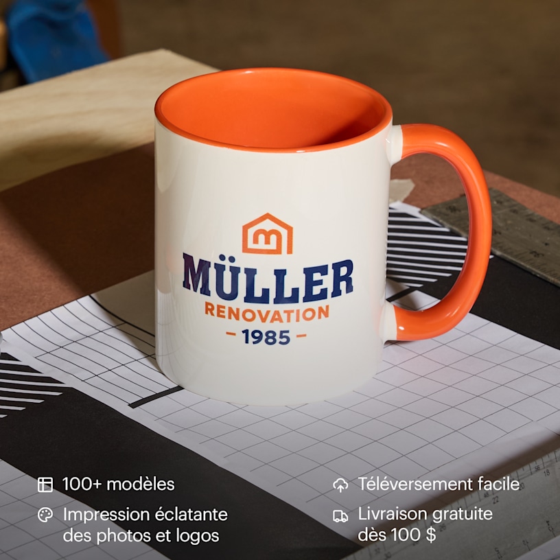 Une tasse personnalisée pour une entreprise de construction.  